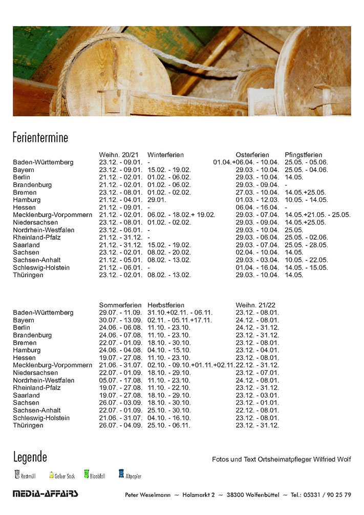 Ferien und Feiertage